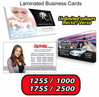 Business Cards Laminated Matt or Gloss